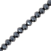 Perle sfaccettate rotonde - tonde appiattite 6x5 mm Jet Hematite x40cm