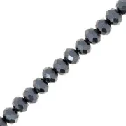  Perles rondelles facettées - rondes aplaties 6x5 mm Jet Hematite x40cm