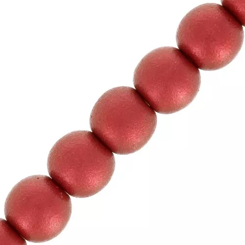 Perle tonde in vetro di Boemia 3 mm Red Metallic Mat x50