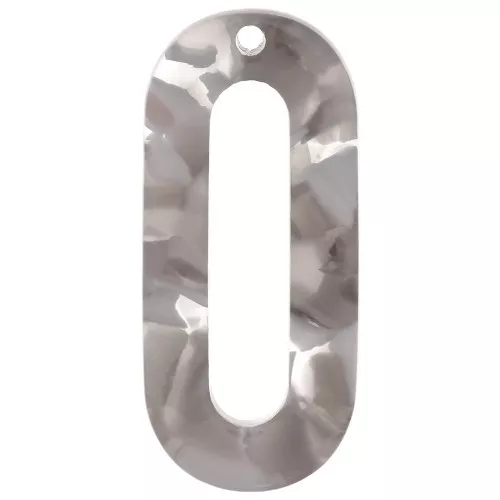 Pendente in acetato ovale cavo 30x13 mm - Tartaruga - Beige - Grigio x1