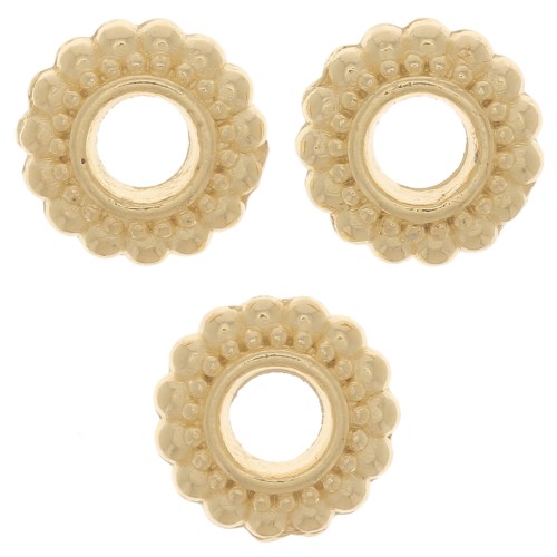 Perline rotonde lavorate 7 mm - Dorato con oro fino x6