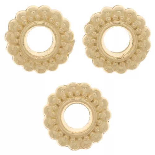 Perline rotonde lavorate 7 mm - Dorato con oro fino x6