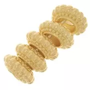 Perline rotonde lavorate 7 mm - Dorato con oro fino x6