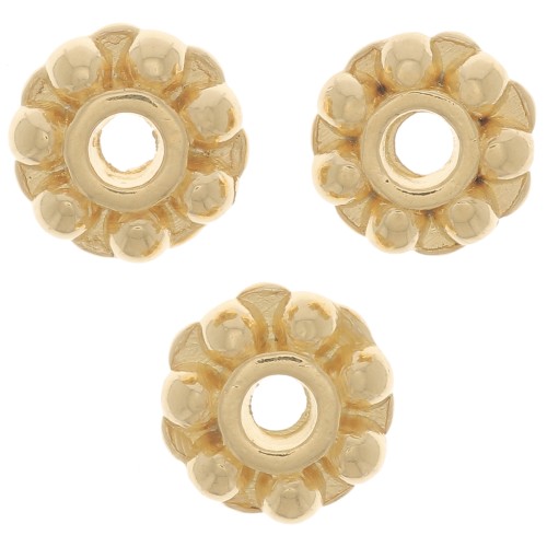Perline rondelle di fiori 7 mm -Dorato con oro fino x6