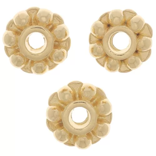 Perline rondelle di fiori 7 mm -Dorato con oro fino x6
