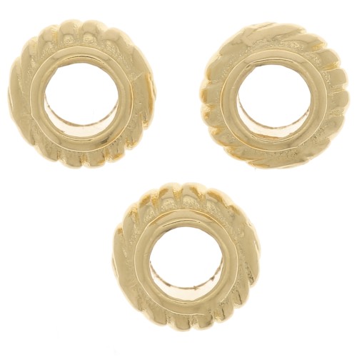 Perline rotonde lavorate 6 mm - Dorato con oro fino x6