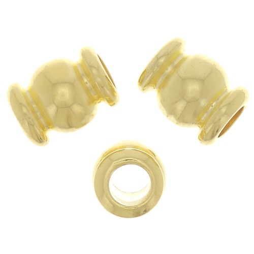 Perline lavorate a tubo 6x5 mm - Dorato con oro fino x6