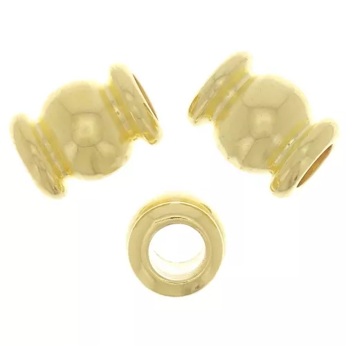 Perline lavorate a tubo 6x5 mm - Dorato con oro fino x6