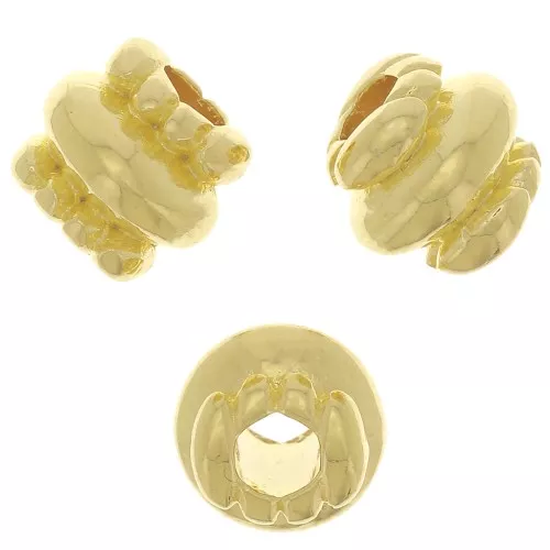 Perline lavorate a tubo 6x6.5 mm - Dorato con oro fino x6