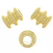 Perline a tubo lavorate 6x6 mm - Dorato con oro fino x6