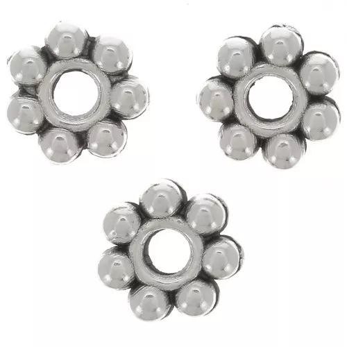 Perline di fiori 6 mm - Placcatura argento antico x10