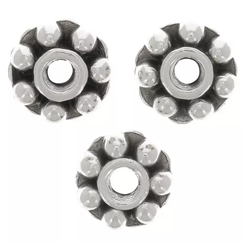 Perline di fiori 7 mm - Placcatura in argento antico x6