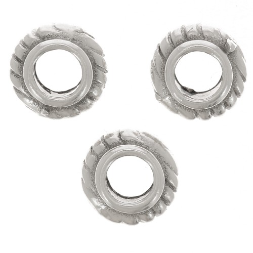 Perline rotonde lavorate 6 mm - Placcatura in argento antico x6