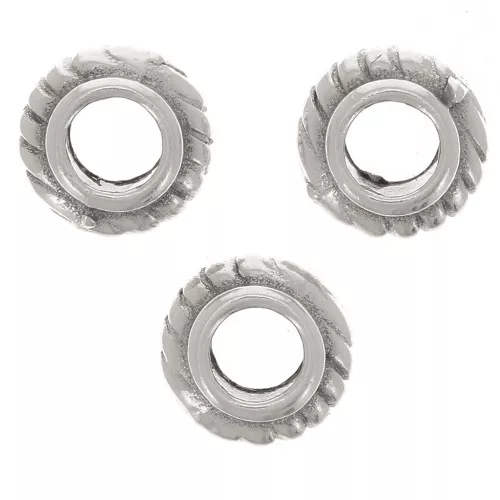 Perline rotonde lavorate 6 mm - Placcatura in argento antico x6