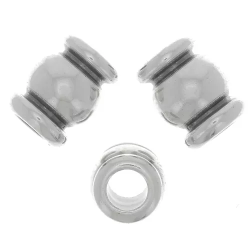 Perline a tubo lavorate 6x5 mm - Placcatura argento antico x6