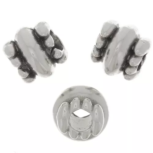 Perline a tubo lavorate 6x6.5 mm - Placcatura in argento antico x6