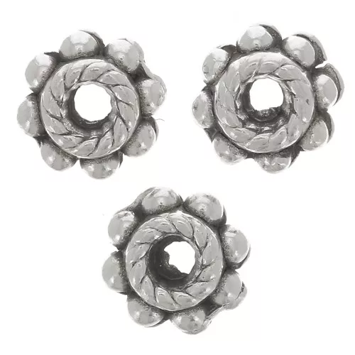 Perline di fiori 5.5 mm - Placcatura in argento antico x10