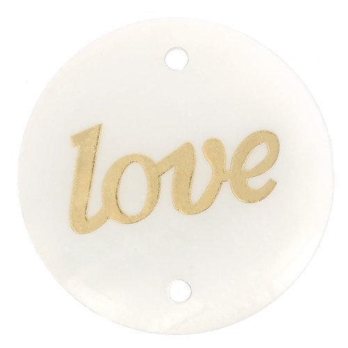 Distanziatore in resina madreperla e motivo amore 23mm -Dorato - Naturale x1