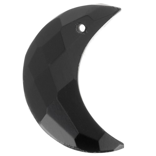 Pendente di pietra semipreziosa mezzaluna sfaccettata 18x12 mm - Onice nero x1