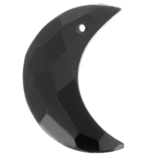 Pendente di pietra semipreziosa mezzaluna sfaccettata 18x12 mm - Onice nero x1
