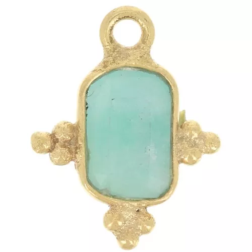 Ciondolo rettangolare sfaccettato - piccole sfere 12x10,5 mm Amazzonite con oro fino x1