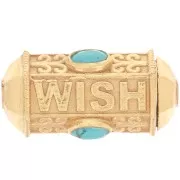 Perle cilindro WISH amuleto con imitazione gemma 25x12 mm -Dorato con oro fino - Turchese x1