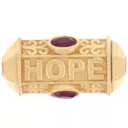 Perle cilindro HOPE amuleto con gemma 25x12 mm -Dorato con oro fino - Granato x1