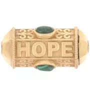 Perle cilindro HOPE amuleto con gemma 25x12 mm - Dorato con oro fino - Malachite x1