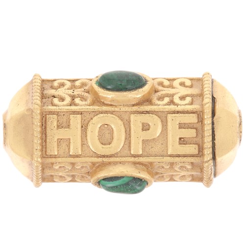 Perle cilindro HOPE amuleto con gemma 25x12 mm - Dorato con oro fino - Malachite x1