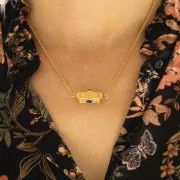 Perle cilindro HOPE amuleto con gemma 25x12 mm - Dorato con oro fino - Malachite x1