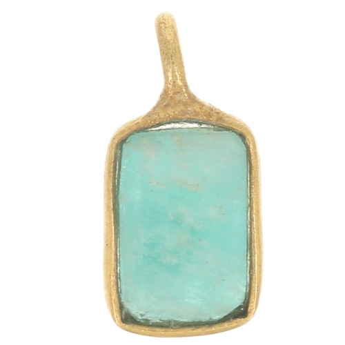 Ciondolo rettangolo sfaccettato pietra 11x6mm -Dorato con oro fin-Amazonite x1