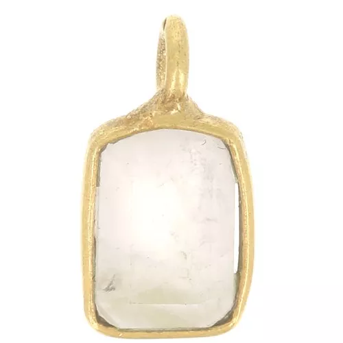 Ciondolo rettangolo sfaccettato pietra semipreziosa 10x5 mm -Dorato con oro fino Quarzo rosa x1