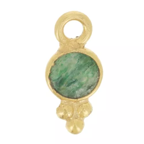 Ciondolo rotondo sfaccettato con palline 10.5x5 mm - Dorato con oro fino - Aventurina x1