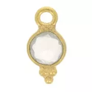 Ciondolo rotondo sfaccettato con piccole sfere 9x5 mm - Dorato con oro fino - Quarzo rosa x1