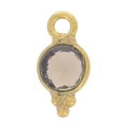 Ciondolo rotondo sfaccettato con piccole sfere 9x5 mm - Dorato con oro fino - Quarzo fumé x1|raw }}