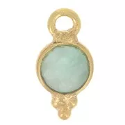 Ciondolo rotondo sfaccettato con piccole sfere 9x5 mm - Dorato con oro fino- Amazonite x1
