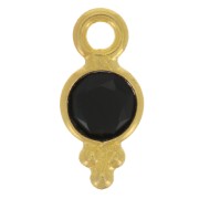 Ciondolo rotondo sfaccettato con palline 10.5x5 mm - Dorato con oro fino - Onice nero x1