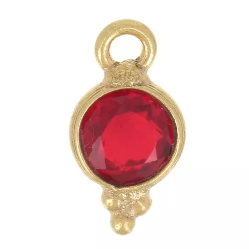 Ciondolo rotondo sfaccettato con piccole sfere 9.5x5 mm - Dorato con oro fino - Granato x1