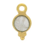 Ciondolo rotondo sfaccettato con piccole sfere 9x5 mm - Dorato con oro fino - Howlite x1