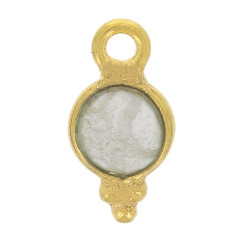 Ciondolo rotondo sfaccettato con piccole sfere 9x5 mm - Dorato con oro fino - Howlite x1