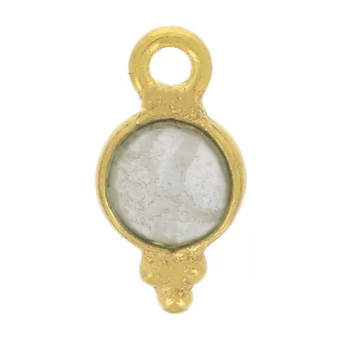 Ciondolo rotondo sfaccettato con piccole sfere 9x5 mm - Dorato con oro fino - Howlite x1
