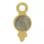 Ciondolo rotondo sfaccettato con palline 10.5x5 mm - Dorato con oro fino - Labradorite x1