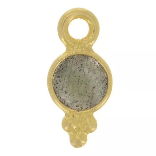 Ciondolo rotondo sfaccettato con palline 10.5x5 mm - Dorato con oro fino - Labradorite x1