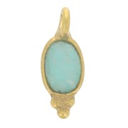 Ciondolo ovale sfaccettato con piccole sfere 12x5 mm Dorato oro fino - Amazonite|raw }}