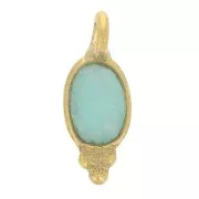 Ciondolo ovale sfaccettato con piccole sfere 12x5 mm Dorato oro fino - Amazonite