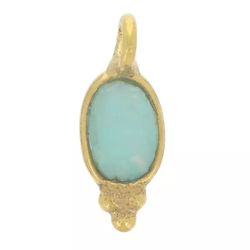 Ciondolo ovale sfaccettato con piccole sfere 12x5 mm Dorato oro fino - Amazonite