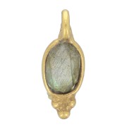 Ciondolo ovale sfaccettato con palline 10x4 mm -Dorato con oro fino- Labradorite x1|raw }}