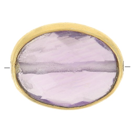 Perla ovale sfaccettata 9x7 mm - pietra semipreziosa -dorato - Ametista x1