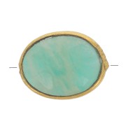 Perla ovale sfaccettata 9x7 mm - pietra semipreziosa -dorato - Amazonite x1