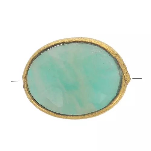 Perla ovale sfaccettata 9x7 mm - pietra semipreziosa -dorato - Amazonite x1